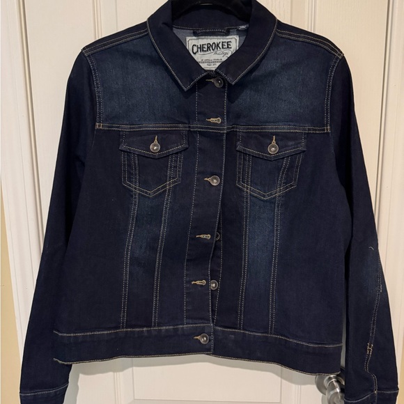 Cherokee Jackets & Blazers - Cherokee Women's Dark Blue Denim Jacket
